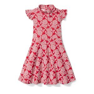 Janie and Jack Floral Jacquard dress red and white size 6-12 months.